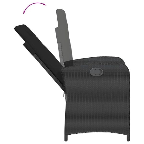 vidaXL 5-dijelni vrtni blagovaonski set s jastucima od poliratana crni