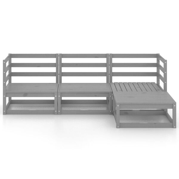 vidaXL 4-dijelna vrtna garnitura od masivne borovine siva