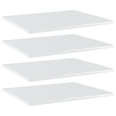 vidaXL Police za knjige 4 kom visoki sjaj bijele 60x50x1,5 cm iverica