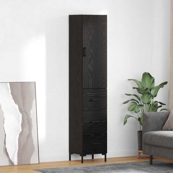 vidaXL Highboard Crni hrast 34,5 x 34 x 180 cm Konstruirano drvo