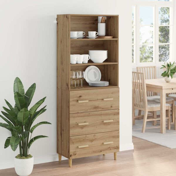 vidaXL Highboard s ladicama Umjetnički hrast 69,5 x 32,5 x 180 cm