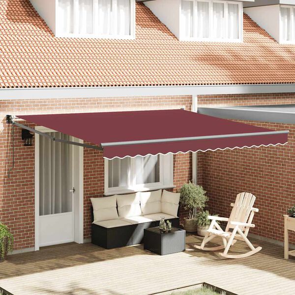 vidaXL Tenda na automatsko uvlačenje bordo 400 x 300 cm