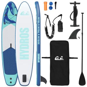 vidaXL Naflopni SUP HYDROS 305 x 76 x 15 cm Tirkizna za