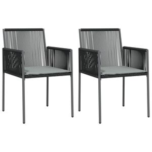 vidaXL Vrtne stolice s jastucima 2 kom crne 54x60,5x83,5 cm poliratan
