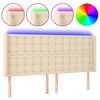 vidaXL LED uzglavlje krem 163 x 16 x 118/128 cm od tkanine