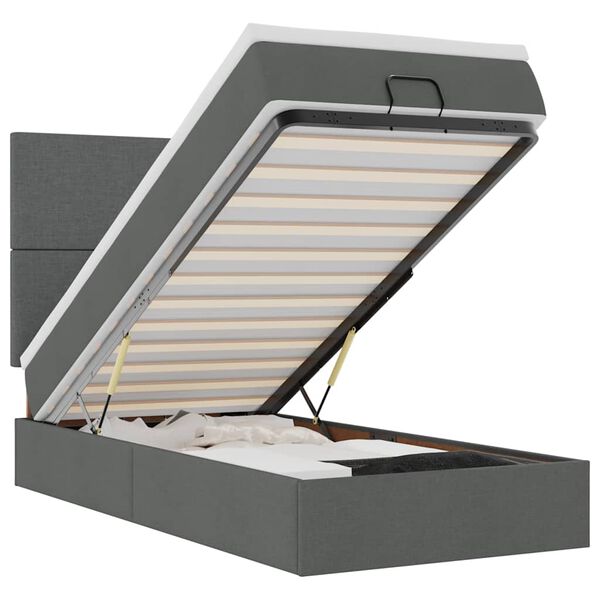 vidaXL Otomanski okvir kreveta s madraca tamnosivi 100x200cm tkanine