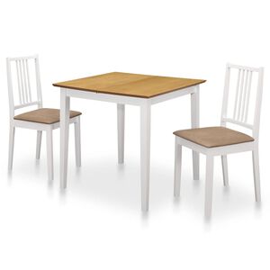 276408 vidaXL 3 Piece Dining Set MDF White (247625+247634)