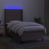vidaXL Krevet box spring s madracem LED smeđesivi 100x200 cm tkanina
