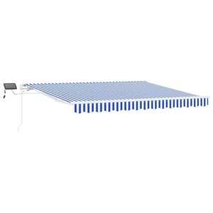 vidaXL Skrovita tenda Plava i bijela 350 x 250 cm Poliester i aluminij