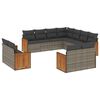 vidaXL 11-dijelni set vrtnih sofa od poliratana s jastucima sivi