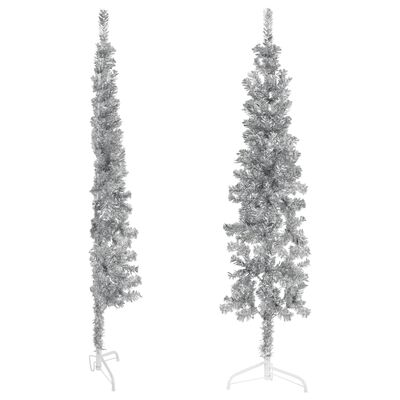 vidaXL Tanka umjetna polovica božićnog drvca sa stalkom srebrna 120 cm
