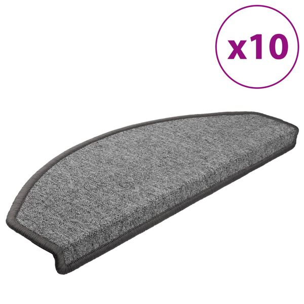 vidaXL Prostirke za stepenice 10 kom 65x24x4 cm tamno sive poluokrugle velike