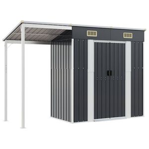 vidaXL Vrtna kućica s produženim krovom antracit 277x107x181cm čelik