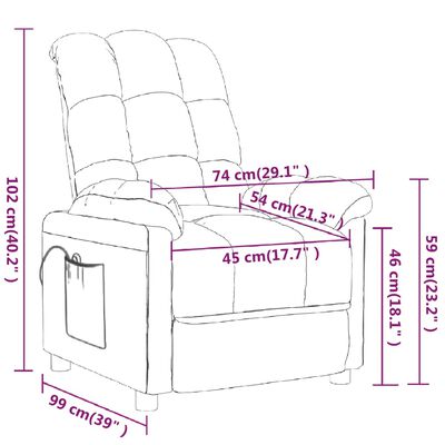 vidaXL Masažna fotelja od tkanine smeđesiva