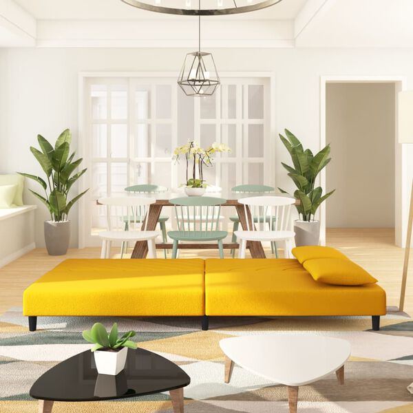 vidaXL Dvosjed na razvlačenje s dva jastuka žuti bar&scaron;unasti