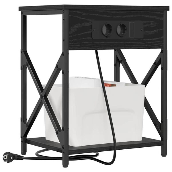 vidaXL Noćni ormar 2 pcs Crni hrast 41 x 31 x 51 cm Konstruirano drvo