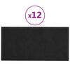 vidaXL Zidne ploče baršunaste 12 kom crne 30 x 15 cm 0,54 m²