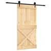 vidaXL Klizna vrata Prirodna i crna 100 x 210 cm Čvrsta borovina