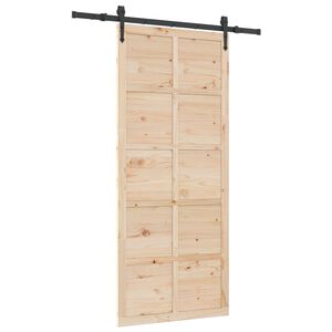 vidaXL Klizna vrata Prirodna 80 x 208 cm Masivna borovina