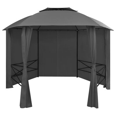 vidaXL Vrtni šator sa zavjesama šesterokutni 360 x 265 cm