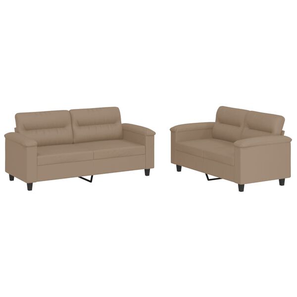 vidaXL 2-dijelni set sofa s jastucima boja cappuccina od umjetne kože
