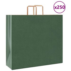 vidaXL Papirnate vrećice 250 kom s ručkama zelene 54x15x49 cm
