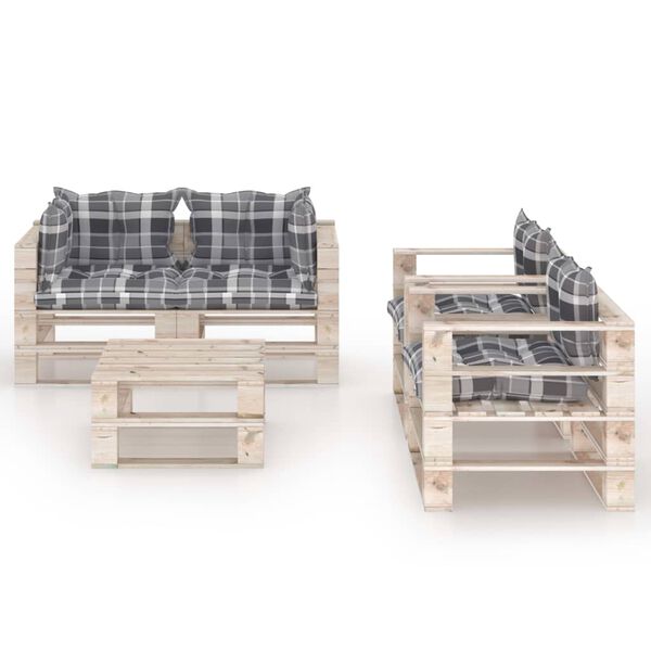 vidaXL 5-dijelna vrtna garnitura od paleta od borovine s jastucima