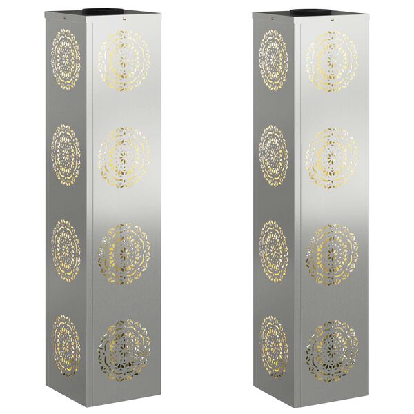 vidaXL Solarna LED svjetlost za stazu 2 pcs Srebrno Cinkani čelik