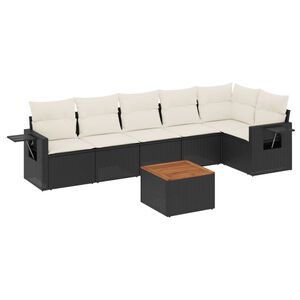 vidaXL 7-dijelni set vrtnih sofa od poliratana s jastucima crni