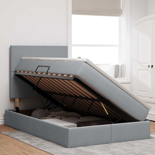 vidaXL Krevet s madracem i skladi&scaron;tem Svijetlo siva 120 x 200 cm