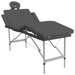 vidaXL Masažni stol s 4 zone i aluminijskim okvirom antracit 186x68 cm
