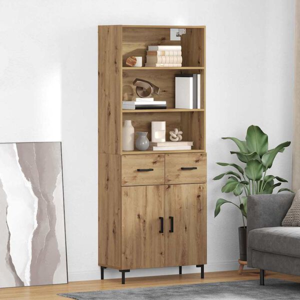 vidaXL Highboard Umjetnički hrast 69,5 x 34 x 180 cm Konstruirano drvo