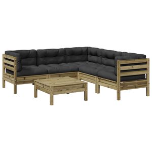 vidaXL 6-dijelni set vrtnih sofa od impregnirane borovine s jastucima