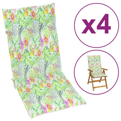 vidaXL Jastuci za vrtne stolice 4 kom uzorak lišća 120x50x3 cm tkanina
