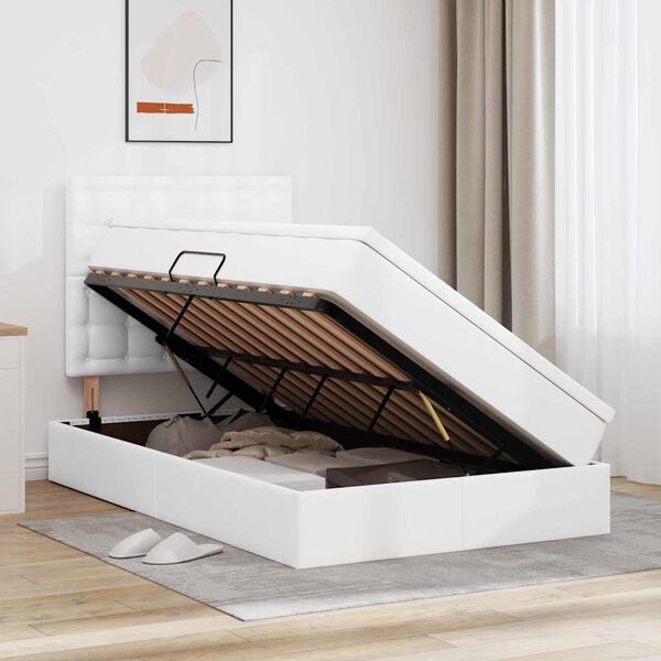 vidaXL Krevet s od storage Čista bijela 120 x 200 cm Lažna koža