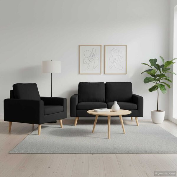 vidaXL 2-dijelni set sofa od tkanine crni