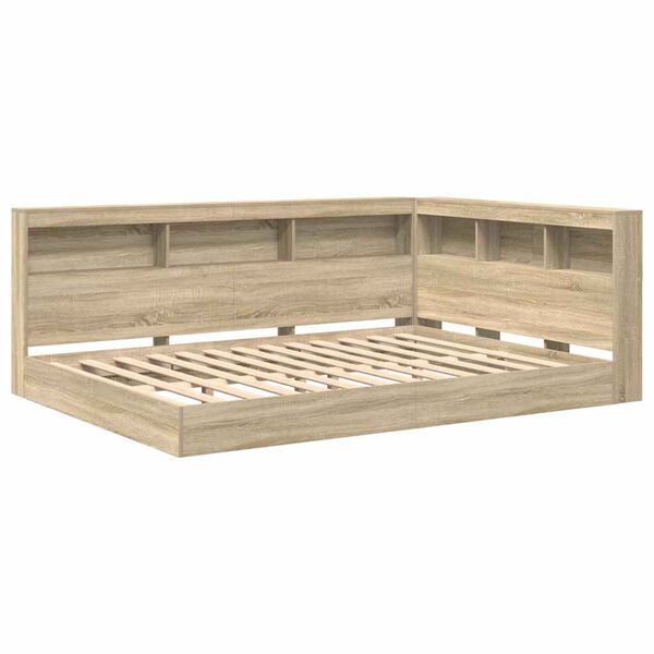 vidaXL Krevet s policama sonoma hrast 160 x 200 cm Konstruirano drvo