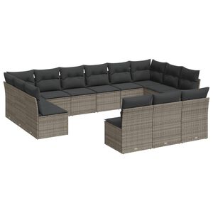 vidaXL 13-dijelni set vrtnih sofa od poliratana s jastucima sivi
