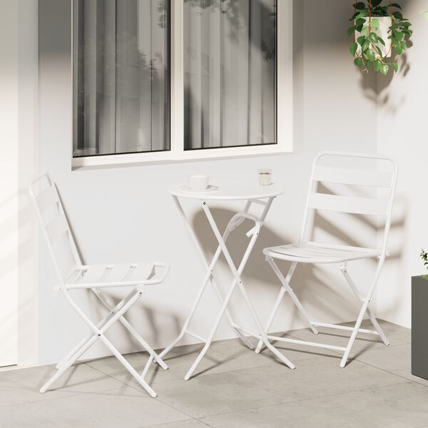 vidaXL Bistro set 3 pcs Bijelo Čelik