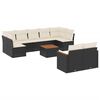 vidaXL 10-dijelni set vrtnih sofa s jastucima crni od poliratana