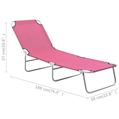 vidaXL Sklopiva ležaljka za sunčanje od čelika i tkanine ružičasta