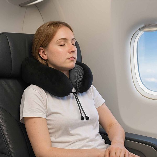 vidaXL Jastuk za putovanje Crna 27 x 26 x 14 cm Pjena za pamćenje