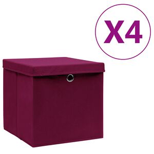 vidaXL Kutije za pohranu s poklopcima 4 kom 28x28x28 cm tamnocrvene