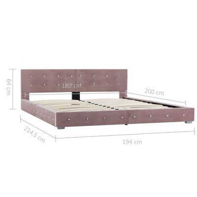 vidaXL Krevet s memorijskim madracem ružičasti baršunasti 180 x 200 cm
