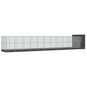 vidaXL Kavez za ptice s produžetkom srebrni 1244x203x216 cm čelični