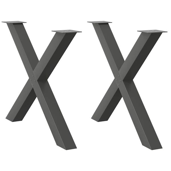 vidaXL Noge za blagovaonski stol u obliku slova X, 2 kom, antracit, 90 x (72-73) cm, čelik
