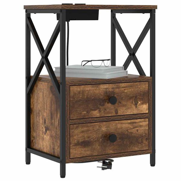 vidaXL Noćni ormar Dimljeni hrast 40 x 31 x 60 cm Konstruirano drvo