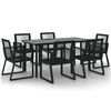 vidaXL 7-dijelni vrtni blagovaonski set od PVC ratana crni