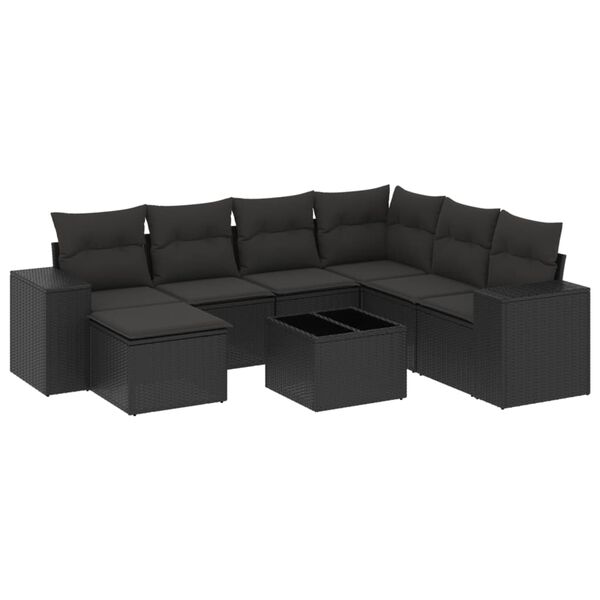 vidaXL 8-dijelni set vrtnih sofa od poliratana s jastucima crni