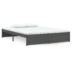 vidaXL Okvir za krevet od masivnog drva sivi 135 x 190 cm bračni